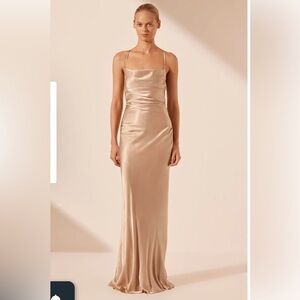 Shona Joy La Lune Lace Back Maxi Dress- Gold